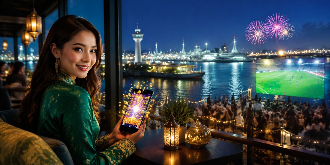 Online betting atmosphere with local Malaysian Hari Raya vibes